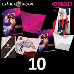 10 cópias iguais | Pasta com Orelha e Janela | id 208037 | +-31x45cm | Papel Reciclato 240g PAPEL CARTÃO | Corte Especial Tipo Orelha + Janela Recortada | Impressão FRENTE e VERSO Coloridos | 4x4 cores