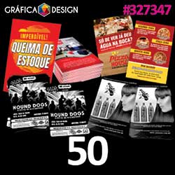 50 cópias iguais | Folheto Verniz Total Frente e Verso | id 327347 | 10x15cm A6 +-4 dentro da Sulfite | Papel Couchê 150g Padrão MELHOR | Impressão FRENTE e VERSO Coloridos | 4x4 cores