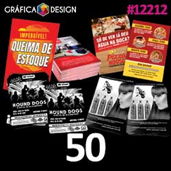 50 cópias iguais | Folheto | id 12212 | 15x21cm A5 +-Metade da Sulfite | Papel Couchê 150g Padrão MELHOR | Impressão FRENTE Colorida apenas | 4x0 cores