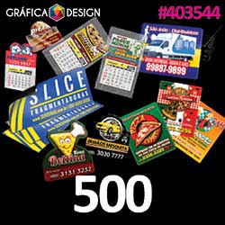 500 cópias iguais | Ímã de Geladeira com Faca Padrão e Embalado Individualmente Supremo | id 403544 | +-4x5cm | Manta Magnética Total no Verso | Cantos Retos (Corte Simples) + Bloco Calendário 12 meses + Embalado Individualmente | Impressão FRENTE Co