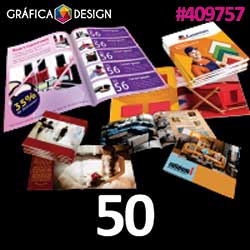 50 cópias iguais | Catálogo 12 Páginas | id 409757 | 21x30cm A4 Sulfite Impressora | Papel Couchê 120g NORMAL | 1 (uma) Dobra + Intercalação + 2 (dois) Grampos | Impressão FRENTE e VERSO Coloridos | 4x4 cores