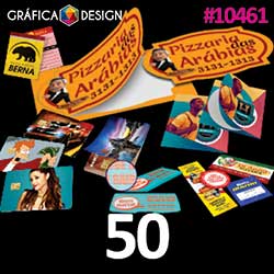 50 cópias iguais | Papel Colante | id 10461 | +-10x5,5cm | Papel Colante Couchê 90g | Meio Corte + Corte Especial | Destaque & Aplique | Impressão FRENTE Colorida apenas | 4x0 cores