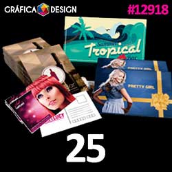 25 cópias iguais | Postal | id 12918 | 18x10cm A6 EXTRA | DL Reduzido | Papel Couchê 300g PAPEL CARTÃO + ENCORPADO | Impressão FRENTE Colorida apenas | 4x0 cores