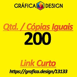 200 cópias iguais | Tag | id 13133 | +-4x5cm | Papel Couchê 300g PAPEL CARTÃO + ENCORPADO | 1 (um) Furo 3 (três) ou 5 (cinco) mm | Impressão FRENTE e VERSO Coloridos | 4x4 cores