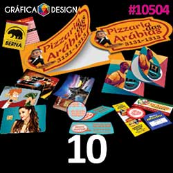 10 cópias iguais | Papel Colante | id 10504 | +-19x13cm | Papel Colante Couchê 90g | Meio Corte + Corte Especial | Destaque & Aplique | Impressão FRENTE Colorida apenas | 4x0 cores