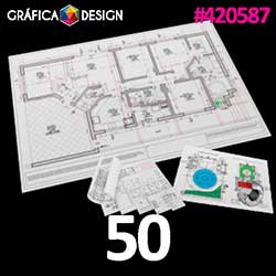 50 cópias iguais | Plotagem de Projetos A2 - 42x59,4 cm (Traços) | id 420587 | 42x59cm A2 +-4 Folhas A4 | Papel Sulfite 75g SIMPLES DE IMPRESSORA | Impressão FRENTE Colorida apenas | 4x0 cores