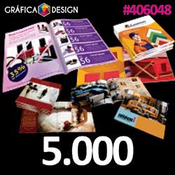 5.000 cópias iguais | Catálogo Horizontal 20 Páginas | id 406048 | +-20x15cm | Papel Couchê 90g PROMOCIONAL | 1 (uma) Dobra + Intercalação + 2 (dois) Grampos | Impressão FRENTE e VERSO Coloridos | 4x4 cores