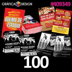 100 cópias iguais | Folheto Verniz Total Frente e Verso | id 409349 | +-20x21cm | Papel Couchê 120g NORMAL | Impressão FRENTE e VERSO Coloridos | 4x4 cores