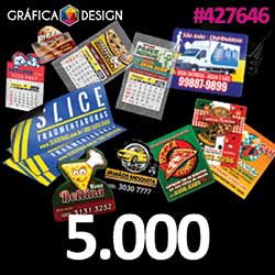 5.000 cópias iguais | Ímã de Geladeira Promocional com Bordas Brancas e Embalado Individualmente | id 427646 | +-5x7cm | Manta Magnética Total no Verso | Cantos Retos (Corte Simples) + Bloco Calendário 12 meses + Embalado Individualmente | Impressão 
