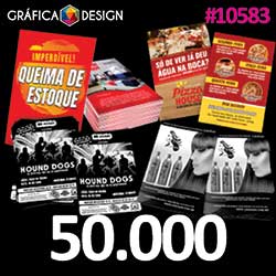 50.000 cópias iguais | Folheto | id 10583 | 10x14cm A6 PROMO +-4 dentro da Sulfite | Papel Couchê 90g PROMOCIONAL | Acabamento Padrão | Impressão FRENTE Colorida apenas | 4x0 cores