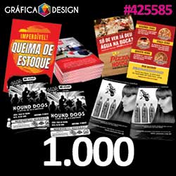 1.000 cópias iguais | Folheto 21x29,7cm | id 425585 | 21x30cm A4 Sulfite Impressora | Papel Sulfite 90g PAPEL SIMPLES | Impressão FRENTE e VERSO Coloridos | 4x4 cores