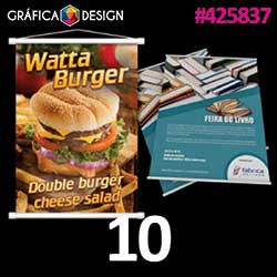 10 cópias iguais | Banner em Lona Horizontal | id 425837 | +-50x70cm | Tecido Emborrachado LONA 280g | Bastão de Madeira + Barbante de Nylon | Impressão FRENTE Colorida apenas | 4x0 cores