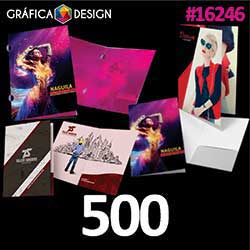 500 cópias iguais | Pasta com Orelha Laminação Fosca e Verniz Localizado | id 16246 | +-31x45cm | Papel Couchê 300g PAPEL CARTÃO + ENCORPADO | Corte Especial Tipo Orelha | Impressão FRENTE Colorida apenas | 4x0 cores