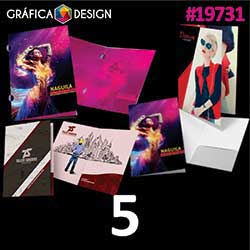 5 cópias iguais | Pasta com Orelha Laminação Fosca 31x45cm | id 19731 | +-31x45cm | Papel Reciclato 240g PAPEL CARTÃO | Corte Especial Tipo Orelha | Impressão FRENTE e VERSO Coloridos | 4x4 cores