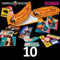 10 cópias iguais | Plástico Vinil Colante | id 10669 | +-7x7cm | Plástico Colante Vinil | Meio Corte + Corte Especial | Destaque & Aplique | Impressão FRENTE Colorida apenas | 4x0 cores