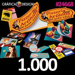 1.000 cópias iguais | Adesivo de Parachoque em Vinil 32x45 | id 24668 | +-45x32cm | Plástico Colante Vinil | Impressão FRENTE Colorida apenas | 4x0 cores