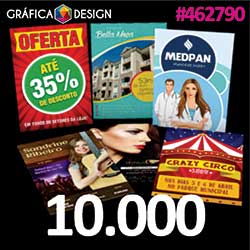 10.000 cópias iguais | Cartaz/Pôster/Folder/Papel Bandeja/Tapete para Carro 31x44cm | id 462790 | 31x44cm A3 SUPER | +-Sulfite Duplo | Papel Couchê 150g Padrão MELHOR | Impressão FRENTE Colorida apenas | 4x0 cores