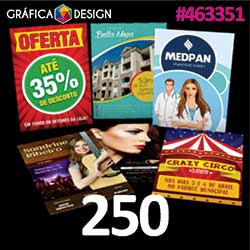 250 cópias iguais | Cartaz/Pôster/Folder/Papel Bandeja/Tapete para Carro 44x62cm | id 463351 | 44x62cm A2 SUPER | 4x Sulfite | Papel Couchê 120g NORMAL | Impressão FRENTE Colorida apenas | 4x0 cores