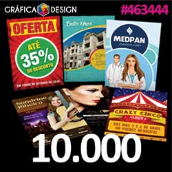 10.000 cópias iguais | Cartaz/Pôster/Folder/Papel Bandeja/Tapete para Carro 44x62cm | id 463444 | 44x62cm A2 SUPER | 4x Sulfite | Papel Couchê 120g NORMAL | Impressão FRENTE e VERSO Coloridos | 4x4 cores