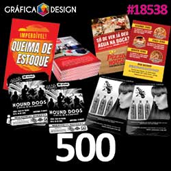 500 cópias iguais | Folheto | id 18538 | 10x21cm DL +-3x dentro da Sulfite | Papel Reciclato 90g COMUM | Impressão FRENTE e VERSO Coloridos | 4x4 cores