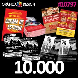 10.000 cópias iguais | Folheto | id 10797 | 21x30cm A4 Sulfite Impressora | Papel Couchê 90g PROMOCIONAL | Impressão FRENTE e VERSO Coloridos | 4x4 cores