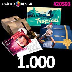 1.000 cópias iguais | Postal Laminação Fosca e Verniz Localizado | id 20593 | 10x9cm A7 SUPER | Papel Couchê 250g PAPEL CARTÃO + BARATO | Impressão FRENTE Colorida apenas | 4x0 cores