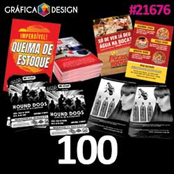 100 cópias iguais | Folheto | id 21676 | 10x21cm DL +-3x dentro da Sulfite | Papel Couchê 150g Padrão MELHOR | Impressão FRENTE e VERSO Coloridos | 4x4 cores