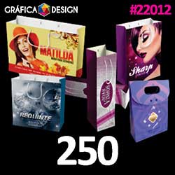 250 cópias iguais | Sacola Extra Grande Sulfite 150g | id 22012 | +-51x40x12cm | Papel Sulfite 150g PAPEL BEM ENCORPADO | Ilhós e cordão | Impressão FRENTE Colorida apenas | 4x0 cores