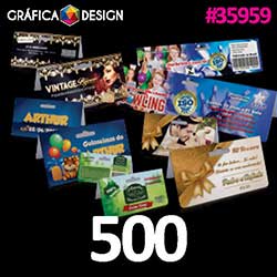 500 cópias iguais | Solapa | id 35959 | 10x9cm A7 SUPER | Papel Couchê 300g PAPEL CARTÃO + ENCORPADO | Faca Corte Padrão | Impressão FRENTE Colorida apenas | 4x0 cores