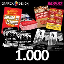 1.000 cópias iguais | Folheto | id 43582 | 10x14cm A6 PROMO +-4 dentro da Sulfite | Papel Couchê 120g NORMAL | Impressão FRENTE e VERSO Coloridos | 4x4 cores