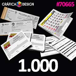 1.000 cópias iguais | Bloco Grampeado com Canhoto 10x1 via | id 70665 | +-19x6cm | Papel Sulfite 75g SIMPLES DE IMPRESSORA | Refile Corte Padrão + Colagem + Grampo + Serrilha | Impressão FRENTE Preto&Branco | 1x0 cor