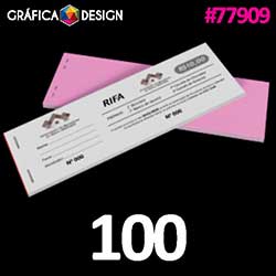 100 cópias iguais | Bloco Grampeado de Rifa para Ação Entre Amigos com Canhoto 10x1 via | id 77909 | +-19x6cm | Papel Sulfite 75g SIMPLES DE IMPRESSORA | Refile Corte Padrão + Colagem + Grampo + Serrilha | Impressão FRENTE Preto&Branco | 1x0 cor
