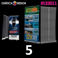 5 cópias iguais | Roll Up Completo | id 133011 | +-85x225cm | Tecido Emborrachado LONA 280g | Estrutura + Saco para Transporte | Impressão FRENTE Colorida apenas | 4x0 cores