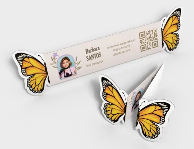 Cartão Retrovisor | Papel Couchê 250g | UV Total Frente 5x18cm - Modelo Borboleta | Impressão Só Frente | 4x0 cores