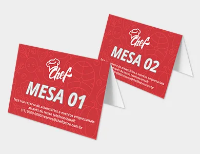 Displays de Mesa com Dados Variáveis Tipo A em PVC 0,76mm Cristal Frente e Verso 14,4x29,4cm | Impressão Só Frente | 4x0 cores