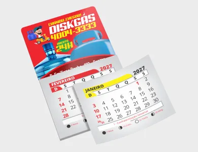 Ímã de Geladeira com Faca Padrão e Bloco de Calendário 2027 | Papel Supremo 4x5cm | Impressão Só Frente | 4x0 cores
