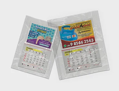 Ímã de Geladeira Promocional com Bordas Brancas - Bloco de Calendário 2027 e Embalado Individualmente 7x5cm | Impressão Só Frente | 4x0 cores