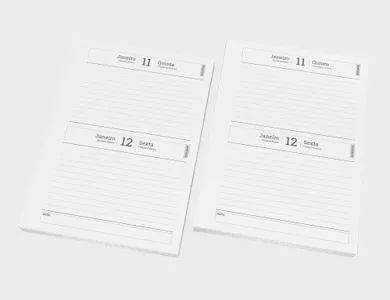 Miolo de Agenda A5 | Papel Sulfite 75g | PB - Modelo Dois Dias por Página 2027 - 1x1