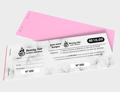 Bloco de Rifa para Ação Entre Amigos com Canhoto Numerado Sulfite 75g 19,5x6,5 cm 10x1 via - 1x0