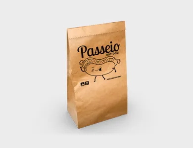Saco para Delivery Personalizado Pequeno até 5kg Papel Kraft 18x30x10cm - 1x1