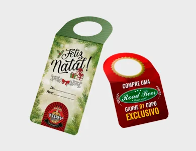 Tag para Garrafa | Papel Couchê 300g | Verniz Total Frente 5,5x14,8cm | Impressão Frente e Verso | 4x4 cores
