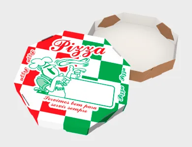 Caixa de Pizza Estampada Octagonal 25x25cm - Não Informado