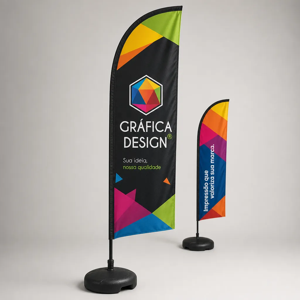 Wind Banner Mini com Base de Plástico Tecido Oxford 50x170cm - 4x4