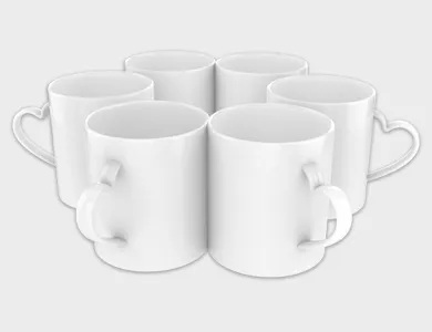 Caneca de Café Coração Branca em Polímero para Sublimação 325ml - Não Informado