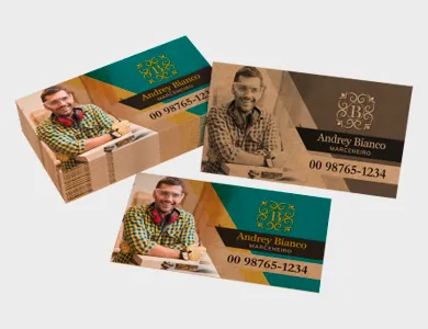 Cartão de Visita com 4 Cantos Arredondados Kraft 240g Sem Verniz 9x5cm - 1x1