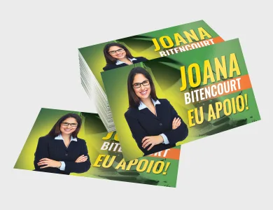Cartão de Visita Político Couchê 300g Verniz Total Frente e Verso 9x5 - 4x0