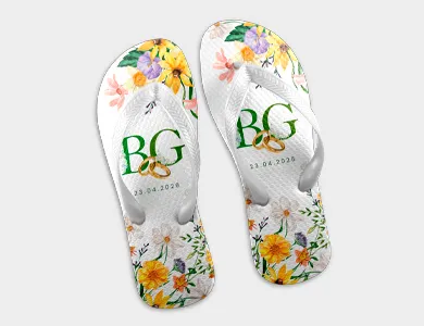 Chinelo Personalização de Borracha + EVA branco em sublimação - 4x0