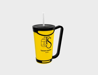 Copo Twister com Alça Removível e Tampa Canudo 575ml - 1 Cor de Impressão - 1x0
