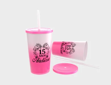 Copo Twister Degradê com Tampa e Canudo 575ml - Impressão Colorida - 4x4