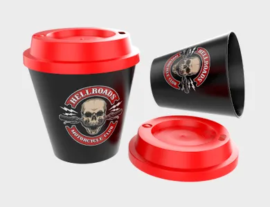 Copo Whisky com Tampa Café PP ECO 300ml - Impressão Colorida - 4x0